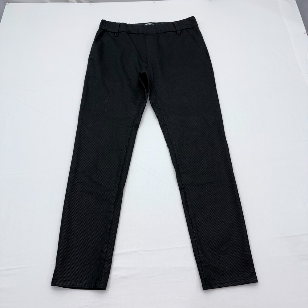 Bevy Flog Dafna Pinstripe Pull-On Ankle Pants Women 30 Black Slim Skinny Stretch